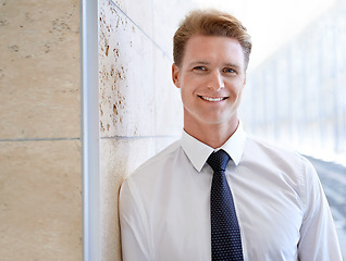 Image showing Businessman, professional and portrait in office with mission for corporate career, job and finance for company. Person, employee and work as financial consultant, face and smiling in workplace