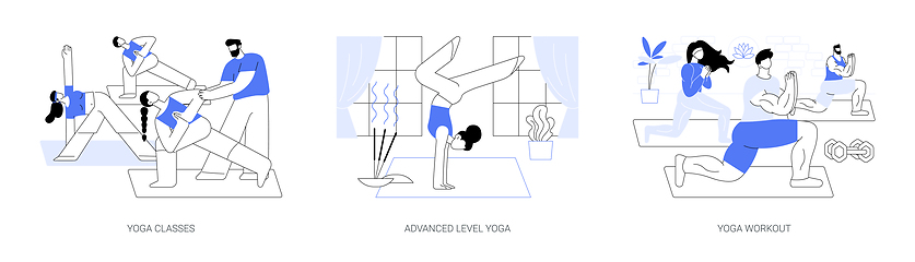 Image showing Yoga activities isolated cartoon vector illustrations se