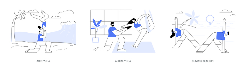 Image showing Yoga types isolated cartoon vector illustrations se