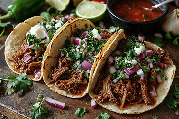 Image showing Authentic Mexican Tacos with Shredded Beef and Fresh Salsa