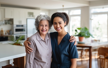 Image showing A doctor embraces an elderly patient in a hospital room, symbolizing the compassionate bond and emotional support that defines exceptional healthcare and geriatric well-being.Generated image