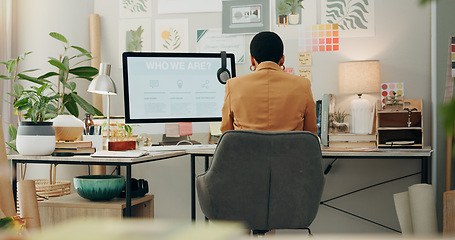 Image showing Planning ideas, office and a black woman with a notebook for business, project inspiration or goals. Workspace, notes and an African employee writing notes about work information, schedule or agenda