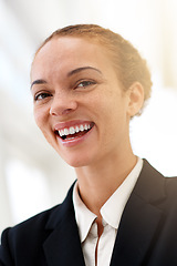 Image showing Happy, portrait and woman in office with professional accountant working in financial company with pride. Person, smile and confidence in corporate accounting firm as business advisory in economy