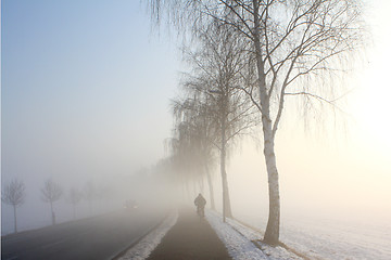 Image showing snow field in fog