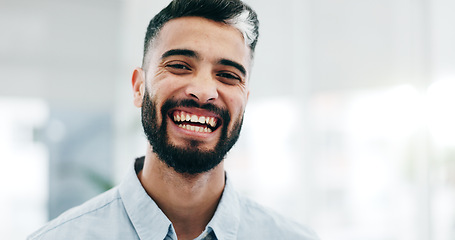 Image showing Mature man, business professional and laughing face in a office with consultant manager confidence. Funny, comedy and happy male employee at a company with job at consultation agency with a smile