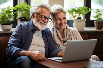 Image showing Senior Couple Enjoying Time Together With Laptop