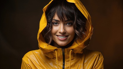 Image showing Mysterious Person in Yellow Raincoat with Hidden Face