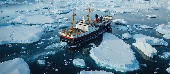 Image showing Icebreaker Ship Navigating Through Arctic Sea Ice