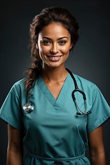 Image showing Professional Healthcare Worker in Scrubs with Stethoscope