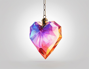 Image showing Transparent colorful heart as a symbol of love hanging on a chai