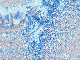 Image showing Ice, crystals and frozen on glass in winter or nature environment for global warming, climate or cold weather. Frost, outdoor and snow travel in Swiss Alps for explore or textures, freezing or season