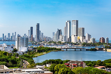 Image showing Urban skyline of Cartagena de Indias city on the Caribbean coast of Colombia