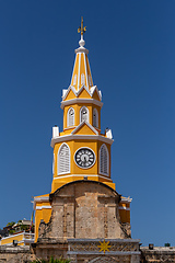 Image showing Puerta del Reloj, main city gate of the historic center of Cartagena de Indias, in Colombia
