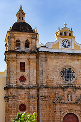 Image showing Church Iglesia de San Pedro Claver, colonial buildings located in Cartagena de Indias, in Colombia