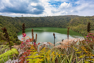 Image showing Lake Guatavita (Laguna Guatavita) located in the Colombian Andes. Cundinamarca department of Colombia