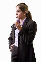 Image showing Business woman thinking