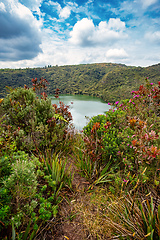 Image showing Lake Guatavita (Laguna Guatavita) located in the Colombian Andes. Cundinamarca department of Colombia