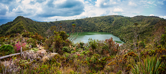 Image showing Lake Guatavita (Laguna Guatavita) located in the Colombian Andes. Cundinamarca department of Colombia