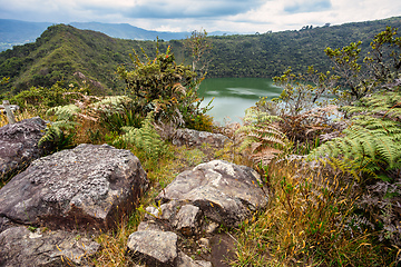 Image showing Lake Guatavita (Laguna Guatavita) located in the Colombian Andes. Cundinamarca department of Colombia