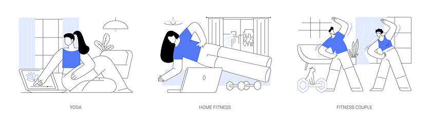 Image showing Home workout isolated cartoon vector illustrations se