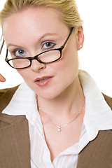 Image showing Blond woman in eyeglasses