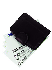 Image showing euro and a leather purse