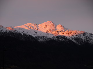 Image showing Sunset on mountain