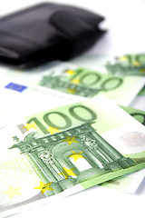 Image showing euro and a leather purse