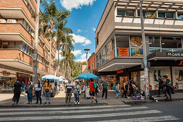 Image showing Street view of daily life of ordinary in people in Medellin, Antioquia department Colombia