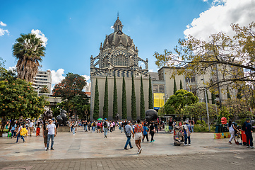 Image showing Street view of daily life of ordinary in people in Plaza Botero - Medellin, Antioquia department Colombia