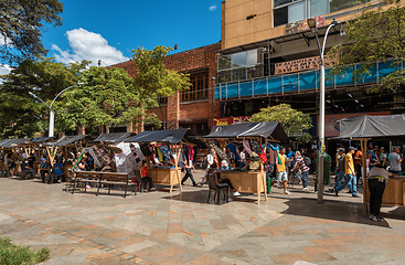 Image showing Street view of daily life of ordinary in people in Plaza Botero - Medellin, Antioquia department Colombia