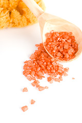 Image showing natural sponge and bath salt