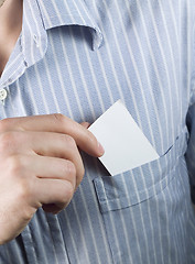 Image showing Blank business card in pocket