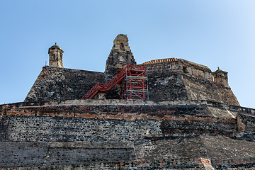 Image showing Castle Fortress San Felipe de Barajas Fort, Cartagena de Indias, Caribbean coast of Colombia.