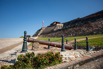 Image showing Castle Fortress San Felipe de Barajas Fort, Cartagena de Indias, Caribbean coast of Colombia.