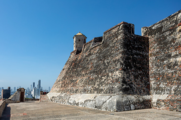 Image showing Castle Fortress San Felipe de Barajas Fort, Cartagena de Indias, Caribbean coast of Colombia.