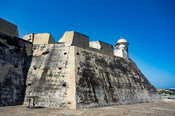 Image showing Castle Fortress San Felipe de Barajas Fort, Cartagena de Indias, Caribbean coast of Colombia.