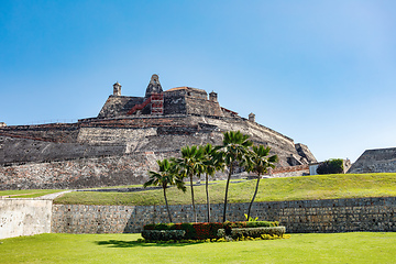 Image showing Castle Fortress San Felipe de Barajas Fort, Cartagena de Indias, Caribbean coast of Colombia.