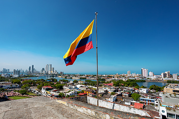 Image showing Urban skyline of Cartagena de Indias city on the Caribbean coast of Colombia