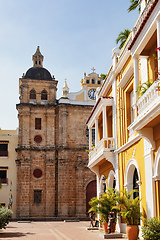 Image showing Church Iglesia de San Pedro Claver, colonial buildings located in Cartagena de Indias, in Colombia