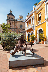 Image showing Plaza de San Pedro Claver, colonial buildings located in Cartagena de Indias, in Colombia