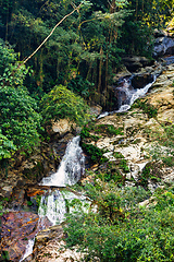 Image showing Small waterfall in Sierra Nevada mountains, Colombia wilderness landscape.