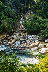 Image showing Small waterfall in Sierra Nevada mountains, Colombia wilderness landscape.