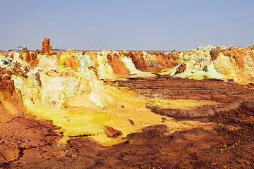 Image showing Moonscape of Dallol Lake, Danakil depression geological landscape Ethiopia