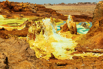 Image showing Moonscape of Dallol Lake, Danakil depression geological landscape Ethiopia