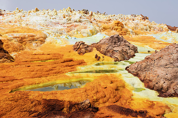 Image showing Moonscape of Dallol Lake, Danakil depression geological landscape Ethiopia