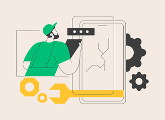 Image showing Smartphone repair abstract concept vector illustration.