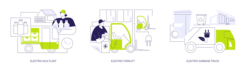 Image showing Industrial electric vehicles abstract concept vector illustrations.