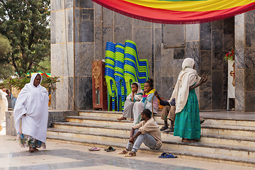 Image showing Orthodox believers in Aksum, Ethiopia Africa