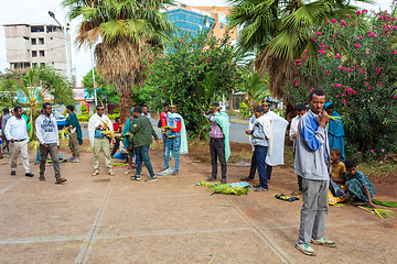 Image showing Orthodox Christian pilgrim at worship on the street during Easter holiday. Bahir Dar, Ethiopia